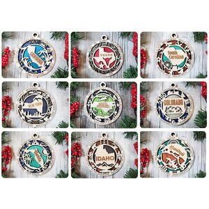 State Ornaments Wooden Gift USA Souvenirs Christmas Tree Decoration For Traveler